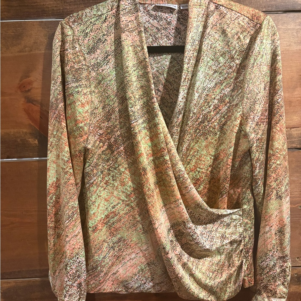 Liz Claiborne Elegant Multicolor Drape Blouse